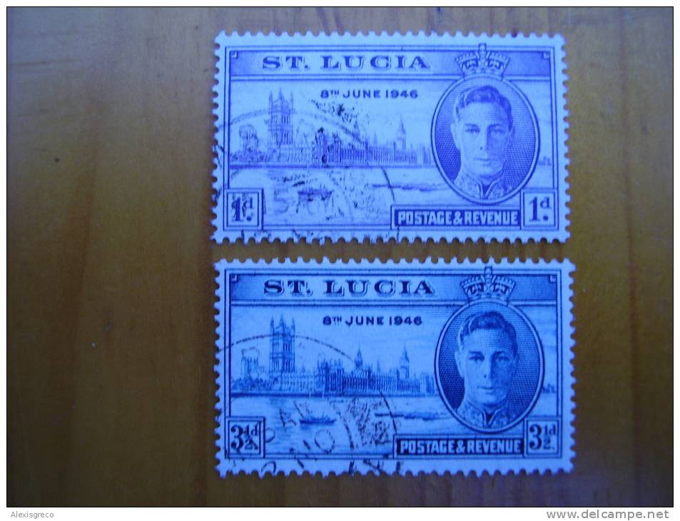 St.LUCIA. 1946 VICTORY Issue Of 8th.October TWO VALUES Very Fine Used - St.Lucie (1979-...)