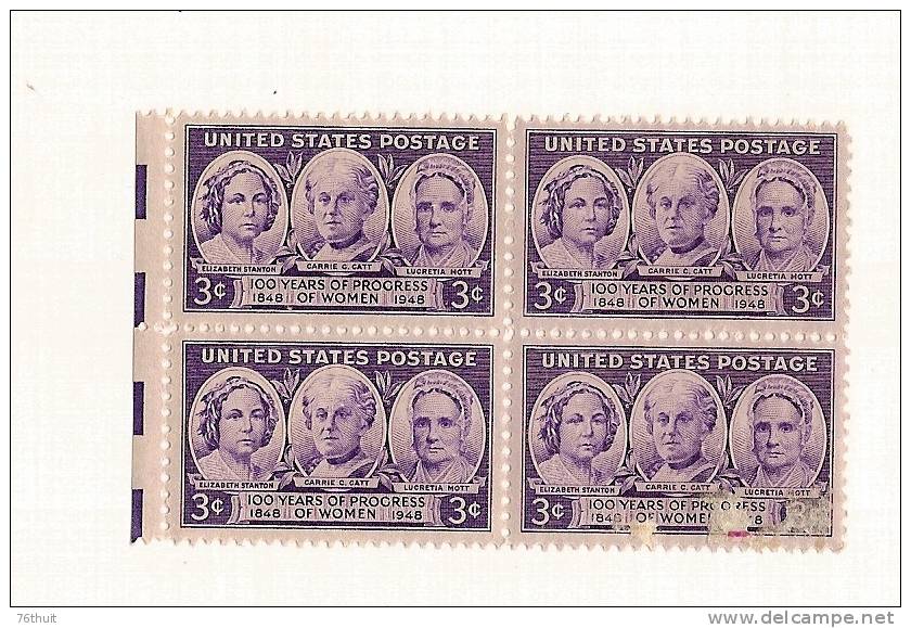 1948 - ETATS UNIS - USA - Neufs Sans Charnière - 100 Years Of Progreess Of Women -Scott N° 959 - Ongebruikt