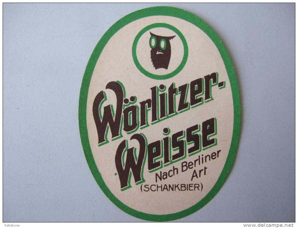 DDR-Bier-Etikette - Wörlitzer Weisse Schankbier  (étiquettes) Hibou, Owl, Eule - Bier