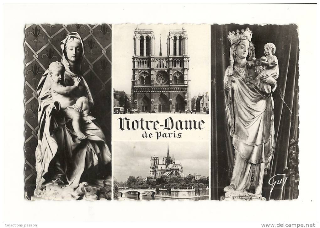 Cp, 75, Paris, Notre-Dame De Paris, Multi-Vues, Voyagée 1956 - Notre Dame De Paris