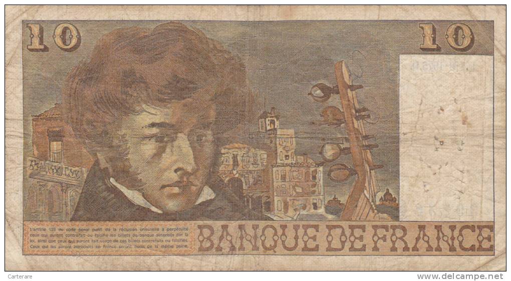 BILLET DE FRANCE, 7 Aout 1975,10 FRANCS , BERLIOZ,signature JJ TRONCHE - 10 F 1972-1978 ''Berlioz''