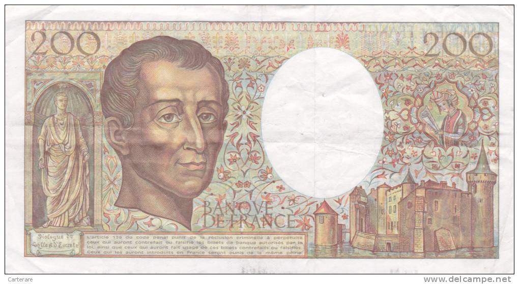 BILLET DE FRANCE,200 FRANCS,MONTESQUIEU,1989,bonne Année - 200 F 1981-1994 ''Montesquieu''