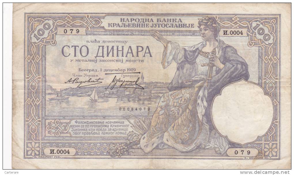 BLLET ANCIEN ,100 DINARA,1929,époque Yougoslavie,NARODNA BANKA,KRALJEVINE JUGOSLAVIJE - Yougoslavie