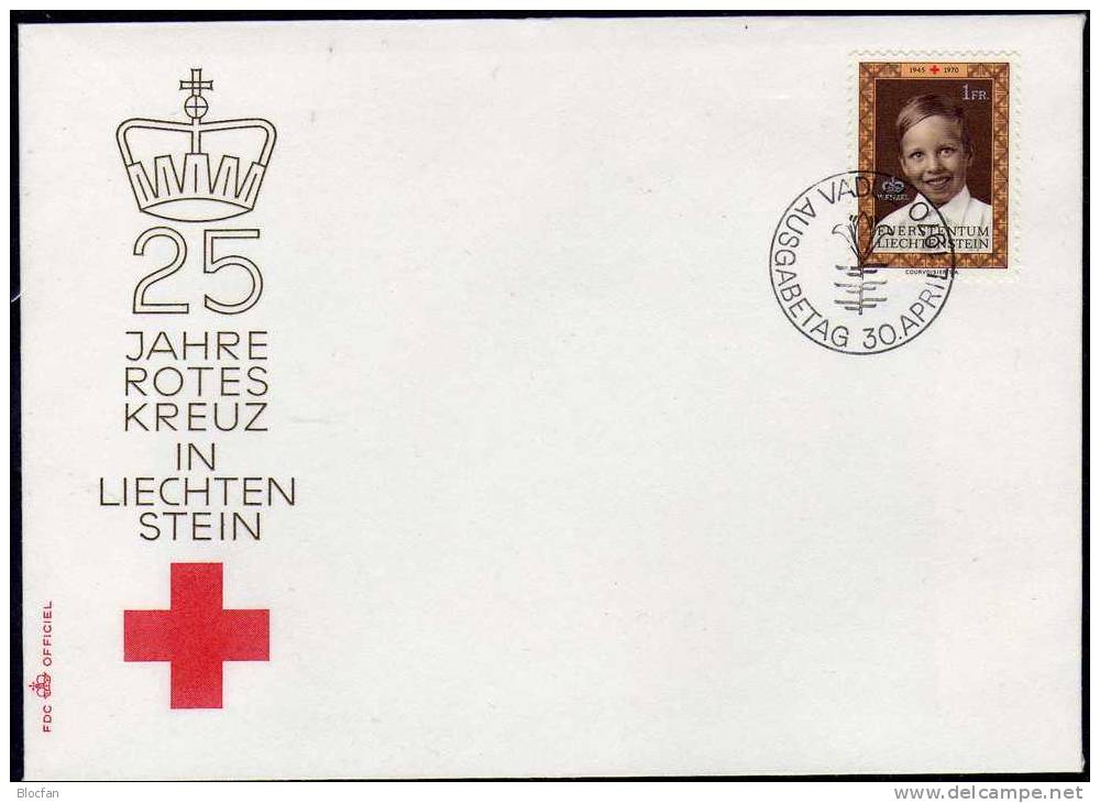 Ersttagsbrief 1971 Liechtenstein 526 O 2€ FDC Jubiläum 25 Jahre Rotes Kreuz Porträt Prinz Wenzel Cover Of Fürstentum - Covers & Documents