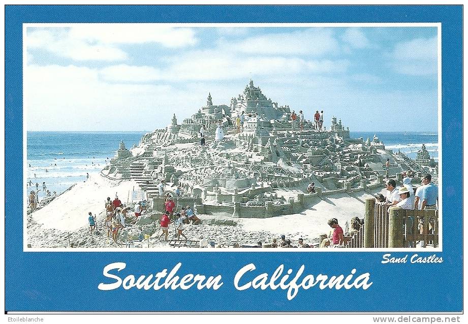 CPM USA Southern California / Sand Castle On The Beach / Chateau De Sable Geant, Animé, Visiteurs, Plage - San Diego