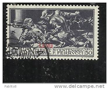 EGEO 1930 LERO (LEROS) FERRUCCI CENT. 50 CENTESIMI USATO USED OBLITERE' - Ägäis (Lero)