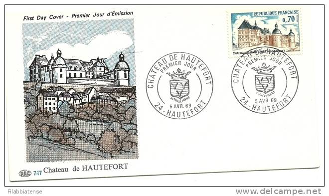 1969 - Francia 1596 Castello Di Hautefort FDC, - 1960-1969