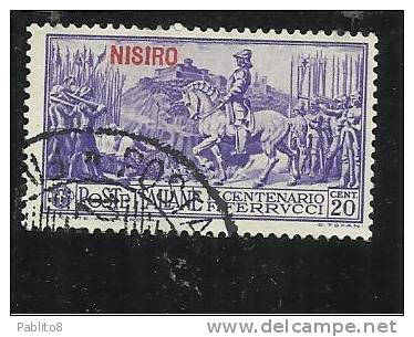 EGEO 1930 NISIRO FERRUCCI CENT. 20 CENTESIMI USATO USED OBLITERE' - Egeo (Nisiro)