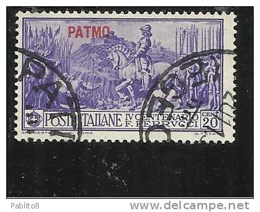 EGEO 1930 PATMO (PATMOS)  FERRUCCI CENT. 20 CENTESIMI USATO USED OBLITERE' - Egée (Patmo)