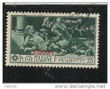 EGEO 1930 PISCOPI FERRUCCI CENT. 25 CENTESIMI USATO USED OBLITERE' - Ägäis (Piscopi)