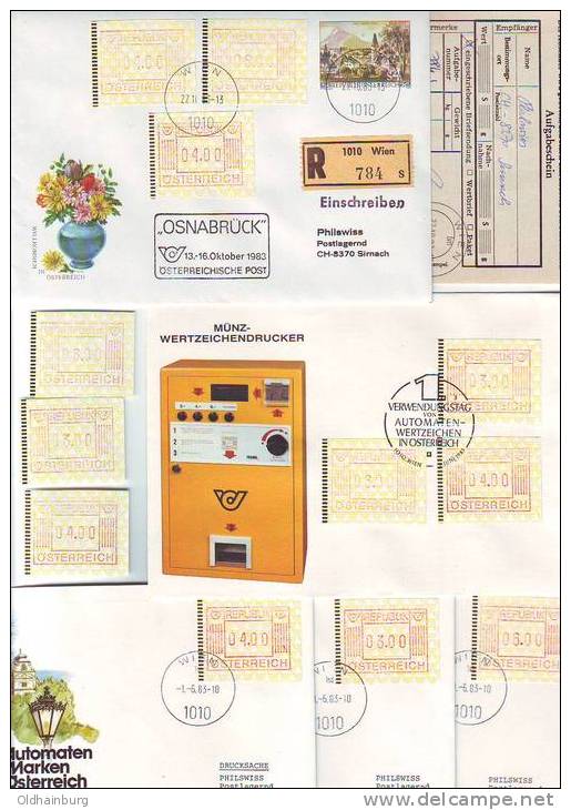 256z7: Österreichs ATM- Standardsatz Belege Mit Varianten - Covers & Documents