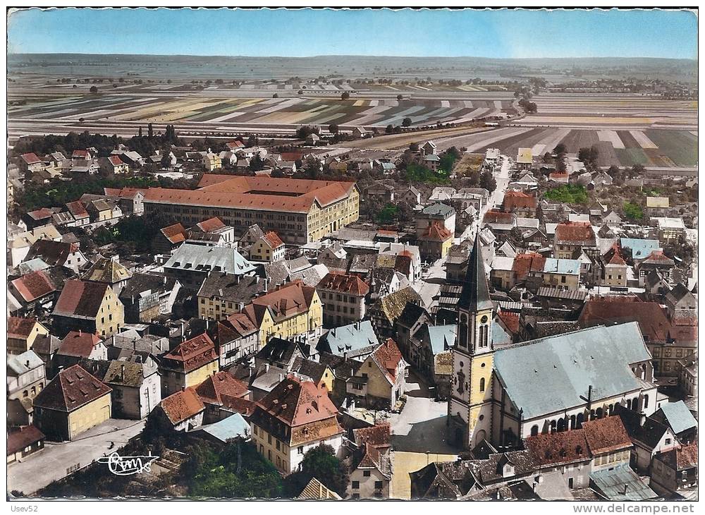 CPSM Benfeld - Vue Aérienne Sur Le Centre De La Ville - Benfeld