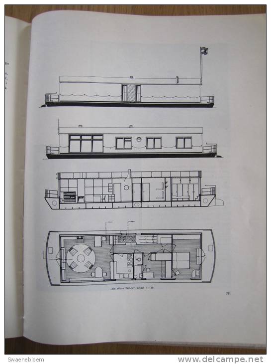 NL.- Boek - Woonschepen. Door W. Kuyper. Verzamelde Ontwerpen Met Foto's Van Interieurs, Losse Meubelen. 6 Scans - Vecchi