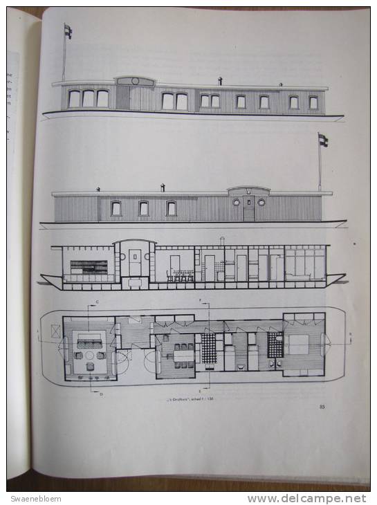 NL.- Boek - Woonschepen. Door W. Kuyper. Verzamelde Ontwerpen Met Foto's Van Interieurs, Losse Meubelen. 6 Scans - Antique