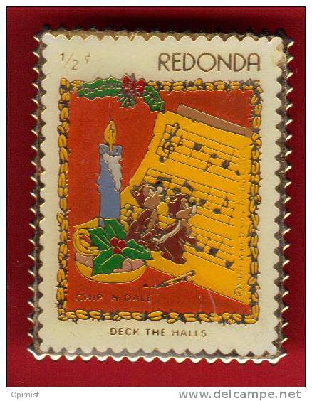 19006-pin's Timbre.redonda.ecureuils..sapin..noel.neige.fete.pere Noel.bonhomme De Neige. - Weihnachten