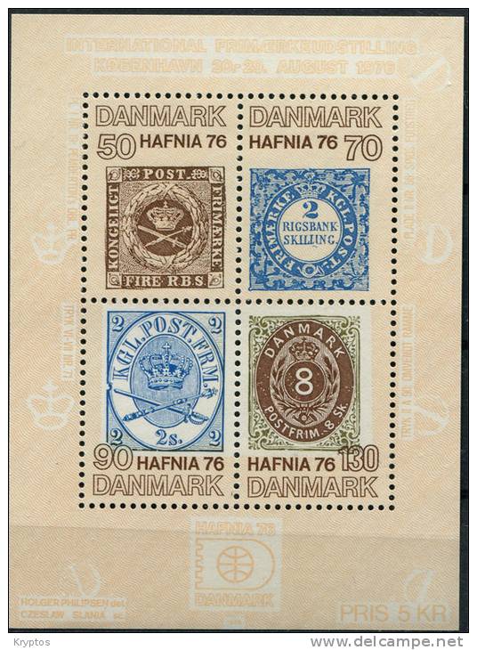 Denmark 1975 - Hafnia ´76 Exhibition - Block 2 (w. 4 Stamps) - Blocs-feuillets
