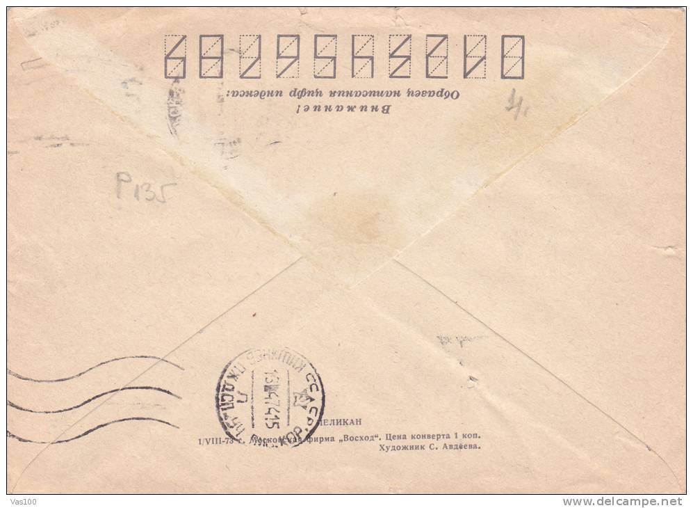 Pelicans Pelican,1973  Postal Stationery,entier Postaux  Cover Very Rare Russia. - Pelikane