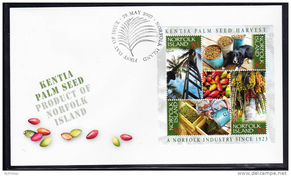 Norfolk Island Scott #907 FDC Souvenir Sheet Of 4 Kentia Palm Seed Harvest - Ile Norfolk