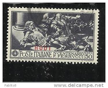 EGEO 1930 RODI FERRUCCI CENT. 50 CENTESIMI USATO USED OBLITERE' - Aegean (Rodi)