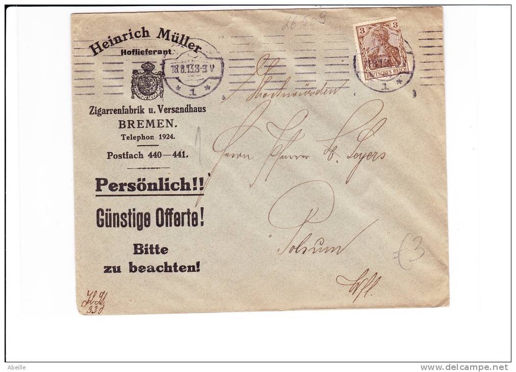 26/508   LETTRE ALLEMAGNE   TIMBRE  GERMANIA - Tabaco