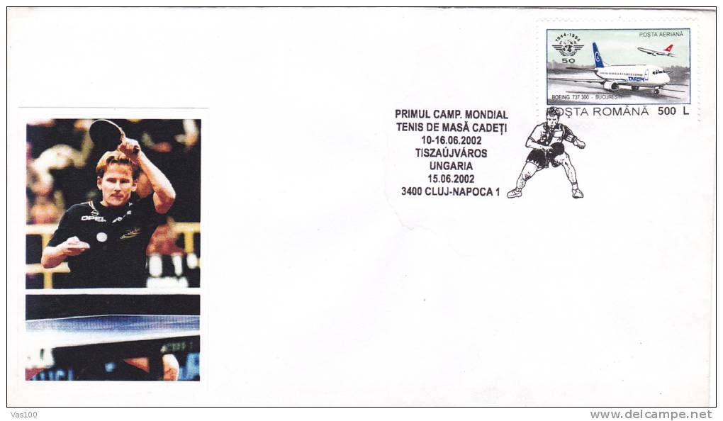 Table Tennis World Championship 2002 CADETS HUNGARY SPECIAL COVER ROMANIA. - Table Tennis