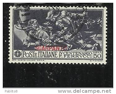 EGEO 1930 SCARPANTO FERRUCCI CENT. 50 CENTESIMI USATO USED OBLITERE' - Aegean (Scarpanto)