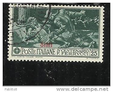 EGEO 1930 SIMI FERRUCCI CENT. 25 CENTESIMI USATO USED OBLITERE' - Egée (Simi)