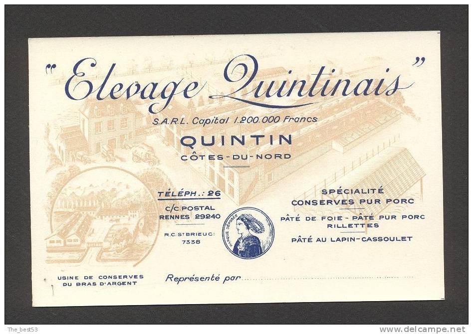 Quintin  -  Elevage Quintinais  -  Usine De Conserve Du Bras D´Argent - Quintin