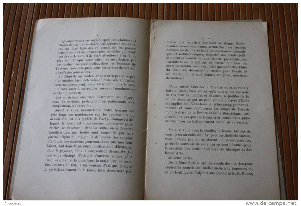 3-8-1903 RECOMPENSE DISTRIBUTION DES PRIX &gt;ELEVES CONSERVATOIRE MUSIQUE ECOLE DES BEAUX ARTS DISCOURS F. ROUSTAN TOUL - Sonstige & Ohne Zuordnung