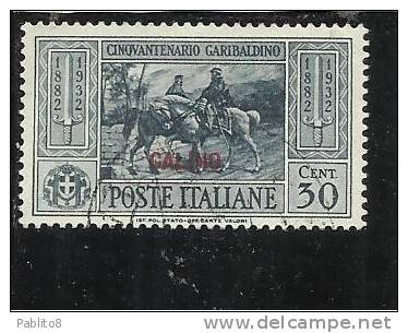 EGEO 1932 CALINO GARIBALDI CENT. 30 CENTESIMI USATO USED OBLITERE' - Egée (Calino)