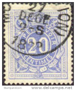 Belgium J2 XF Used 20c Postage Due From 1870, Expertized Twice - Stamps