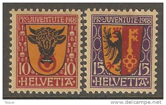 Switzerland 1918 Mi# 143-144 * MH - Unused Stamps