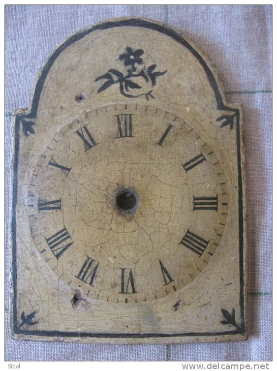 Cadran  D Horloge En Bois Peint , Craquelé  11.5 X 16 Cm  Env - Other & Unclassified