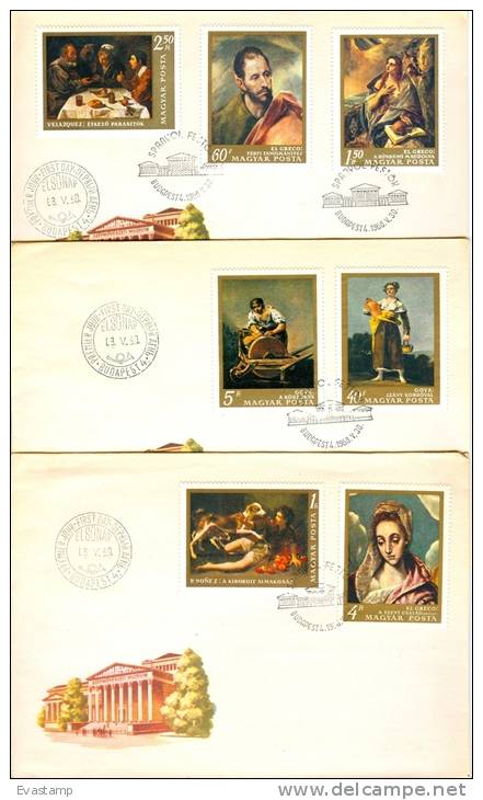 HUNGARY - 1968.FDC - Spanish Paintings VI./El Greco/Goya/Art Mi 2409-2415 - FDC
