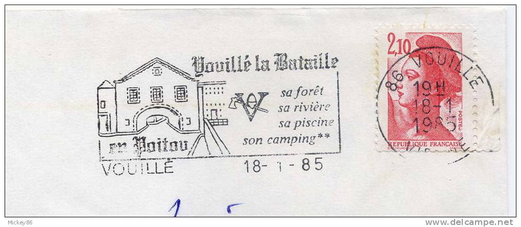 Flamme---1985--VOUILLE LA  BATAILLE--86--Forêt,rivière,piscine,camping**--tp  Liberté - Autres & Non Classés