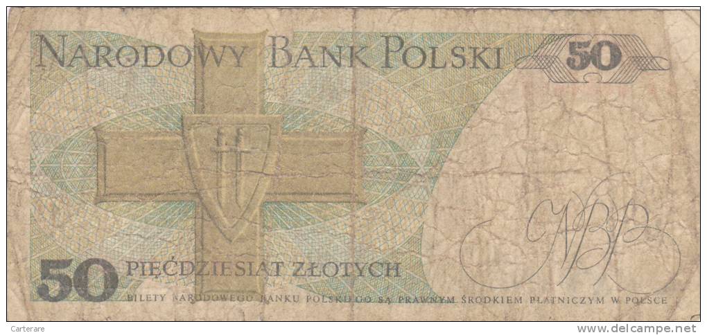 Billet  Banque POLOGNE,BANK POLSKI,50 PIECDZIESIAT ZLOTYCH,WARZAWA 9 MAYA 1975,numéro BR 6029652 - Polonia