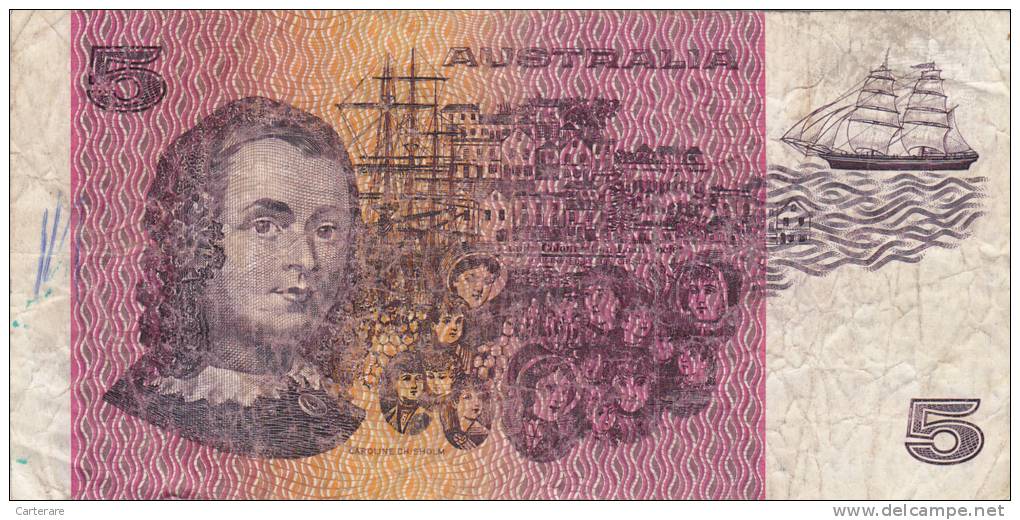 BILLET BANQUE AUSTRALIE,BANK AUSTRALIA,5  DOLLARS,FIVE,1979,numéro PPG 981514 - Andere & Zonder Classificatie