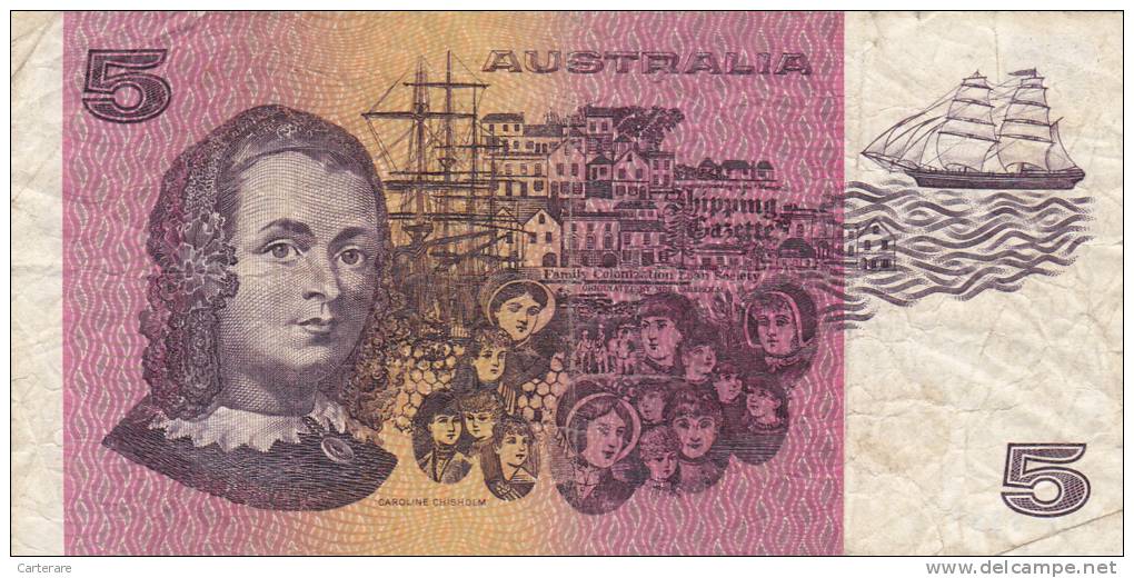 BILLET BANQUE AUSTRALIE,BANK AUSTRALIA,5  DOLLARS,FIVE,1979,numéro QBF 934075 - 1974-94 Australia Reserve Bank