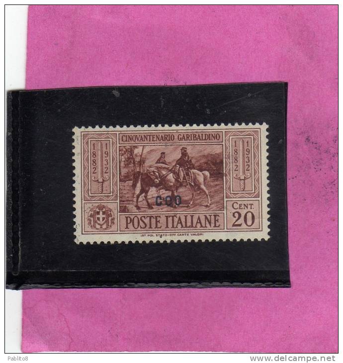 EGEO 1932 COO GARIBALDI  20 C MNH - Egée (Coo)