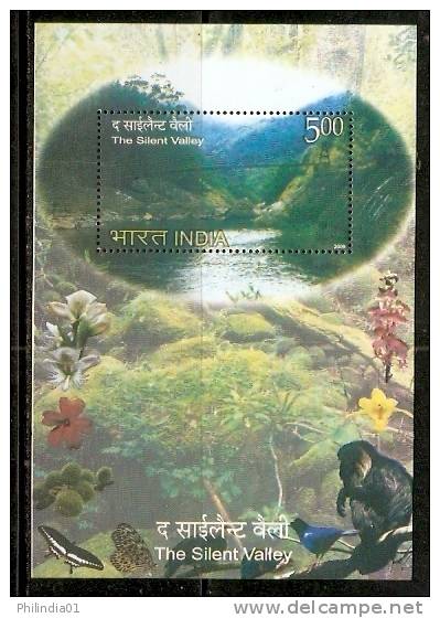 India 2009  Silent Valley Bridge Butterfly Monkey Bird Flower Fauna & Flora Mountain M/s MNH Inde Indien - Other & Unclassified