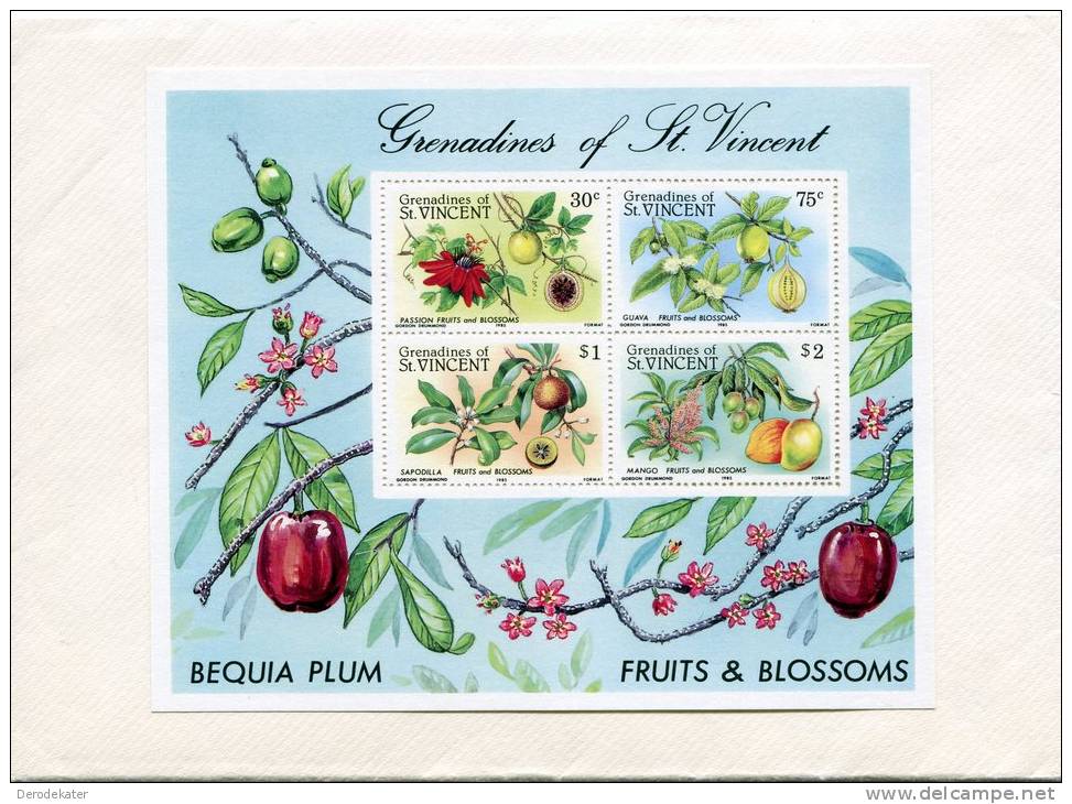 Grenadines Of St.Vincent 1985.Fruits & Blossoms.Bequia Plum.MNH**. Good. Fruit.Fleurs.Flowers.Vruchten.Guava.Mango.New! - St.Vincent E Grenadine