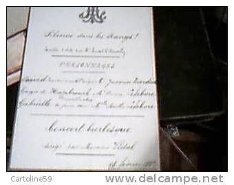 CARTONCINO PROGRAMMA SPETTACOLO CONCERT BURLESQUE 1882 Dirige M VIDAL FRANCE  C174 Missura  13,5  X 9 - Manuscripts