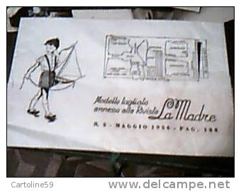 MODELLO  TAGLIATO  VESTITO BAMBINO  Annesso Rivista  LA MADRE  Carta VELINA 1956 C175 - Other & Unclassified