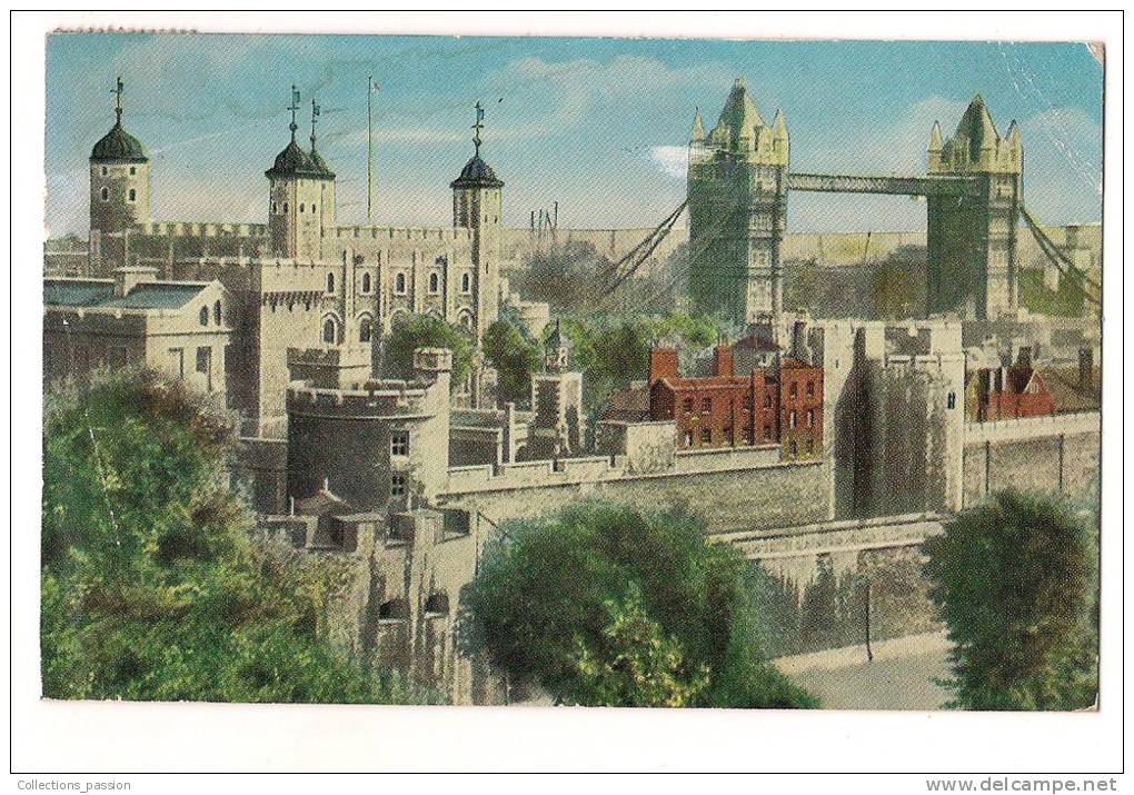 CP, Angleterre, Londres, Tower And Tower Bridge, Suivi De Texte, 1958, Voyagée - Tower Of London