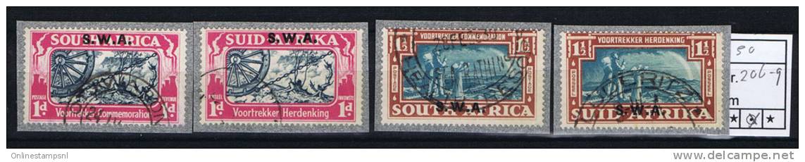 South West Africa: 1938 , Michel 206-209 Used,sets Cat. Value € 50,  Not Glued To Paper (=album Page) - Africa Del Sud-Ovest (1923-1990)