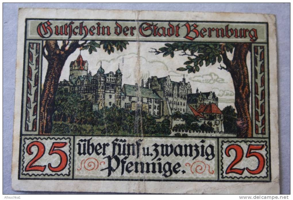 BERNBURG 25 PFENNING BILLET  DE BANQUE Banconota Banknoten DEUTSCHE GERMANY ALLEMAGNE - Deutsche Golddiskontbank