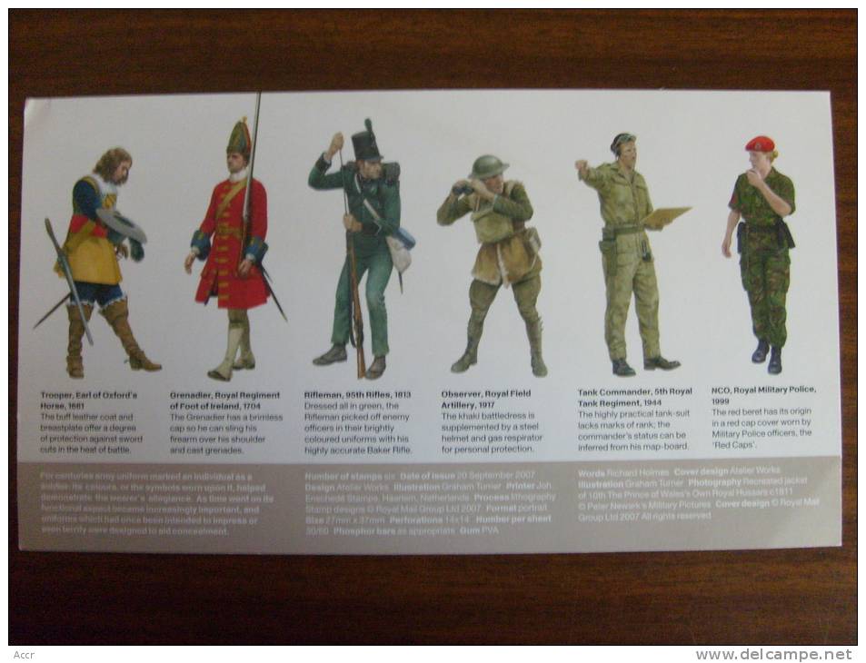 Carte 6 Costumes Militaires Anglais 1661 à 1999 - Uniformen
