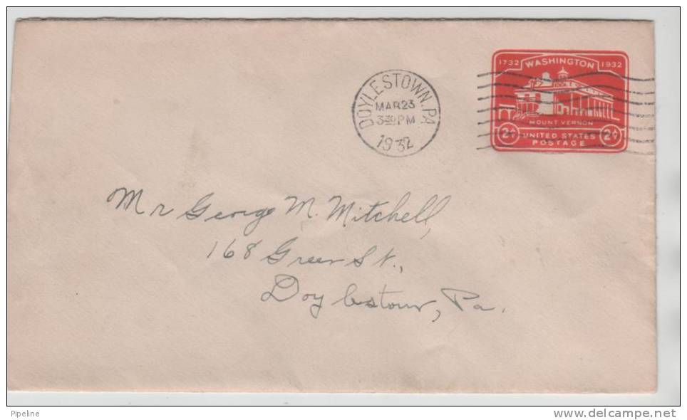 USA Cover Postal Stationery Doylestown 23-3-1932 - 1921-40