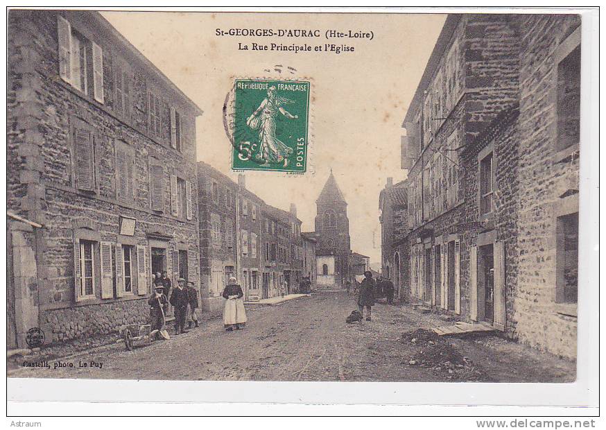 Cpa-43-Saint Georges D'Aurac--animée-la Rue Principale Et L'église-photo Castelli - Other & Unclassified