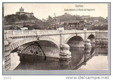 Jolie CP Ancienne Italie Torino Turin Ponte Umberto E Monte Dei Cappuccini CAD Torino Ferrovia 9-06-1908 Pour Mr Turmel - Brücken